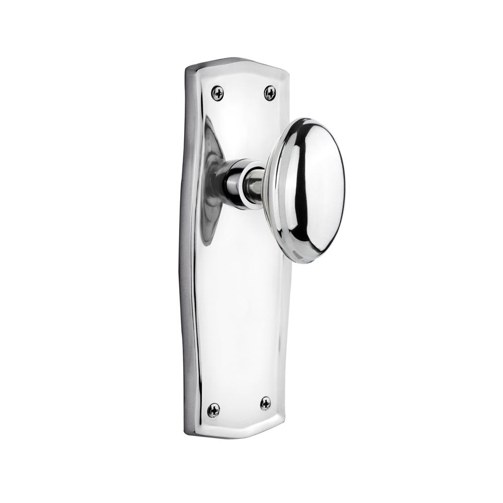 Nostalgic Warehouse PRAHOM Complete Passage Set Without Keyhole Prairie Plate with Homestead Knob in Bright Chrome